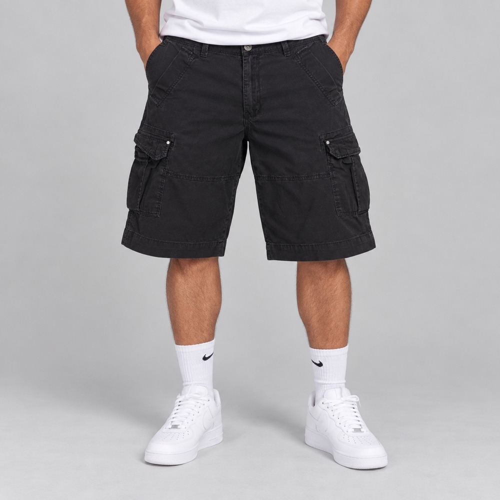 Express Shorts Mens 36 Black Cargo Utility Multi Pocket Streetwear Baggy Y2K